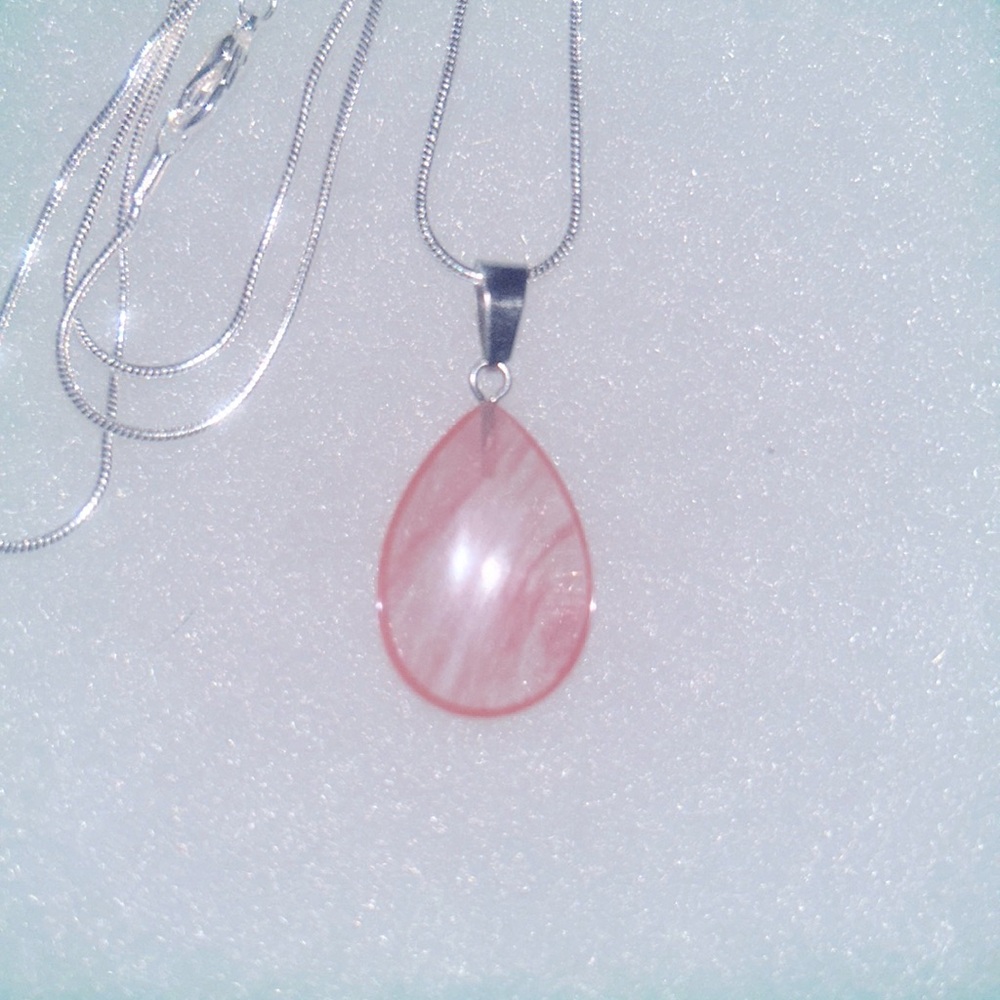 Boho hippie Cherry Quartz Crystal Sterling Silver 24” Necklace